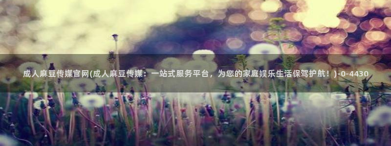 麻豆剧情标题：成人麻豆传媒官网(成人麻豆传媒：一站式服务平台，为您的家庭